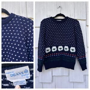 Vintage‎ Deans of Scotland Shetland Wool Sheep Print Sweater Small
